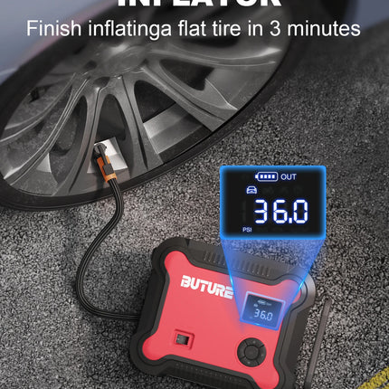 Buture 5 in 1 Car Jump Start  Air Compressor 26800mAh Power Bank Portable Battery Booster Digital Tire Inflator with 160W DC Out HEBDO STORE