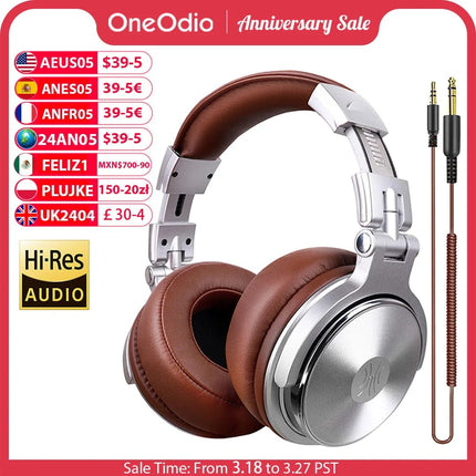 Wired Headphones Professional Studio DJ Headphone With Microphone Over Ear Hi-Res Headset Monitoring For Music Phone HEBDO STORE