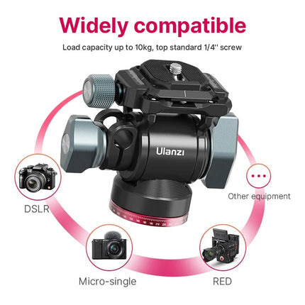 Ulanzi U-190 U190 Panoramic Tripod Head Hydraulic Fluid Video Damping Head For Tripod Monopod DSLR Camera Holder Stand Mobile HEBDO STORE