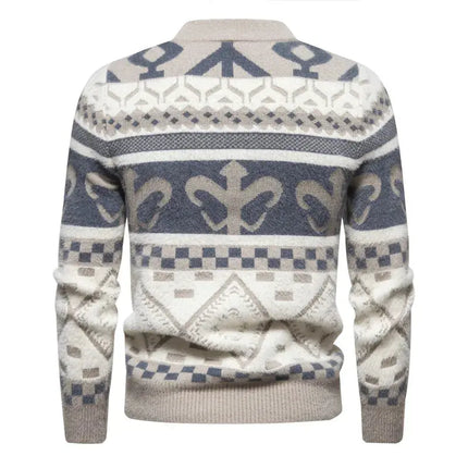 Fashion Patchwork Knitted Sweater Men Autumn Winter HEBDO