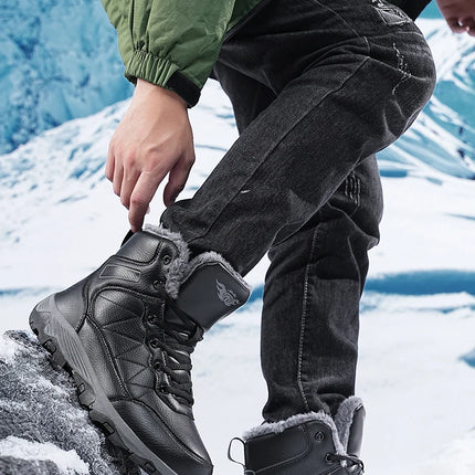 NeW Men Winter Snow Boots For Waterproof Leather Sneakers Super Warm Men's Boots Outdoor Male Hiking Boots Work Shoes Size 39-48 HEBDO STORE