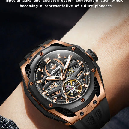 OUPINKE Men's Watches Full Skeleton 50ATM Waterproof Luminous Automatic Mechanical Watch for Man HEBDO STORE