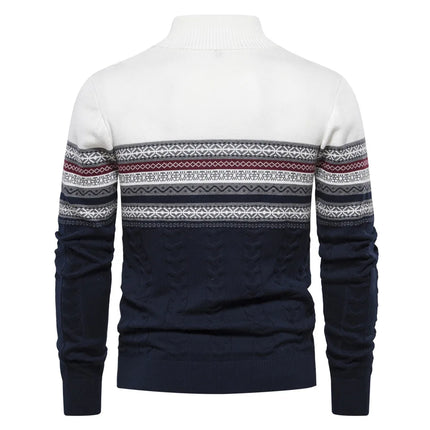 2024 New Autumn and Winter Trend Stand Collar Men's Retro Casual Warm Sweater Semi-zipper Knitted High-quality Mens Cotton Wear HEBDO STORE