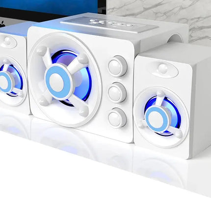 HIFI 3D Stereo Alto-falantes Coloridos LED Luz Pesada AUX USB Com Fio Sem Fio Bluetooth Áudio Home Theater Surround Som Bar TV HEBDO