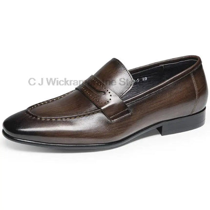 Classic Italian Style Mens black Brown Loafers Genuine Leather Slip on Dress Shoes for Men Casual Business Wedding Formal Shoes HEBDO STORE