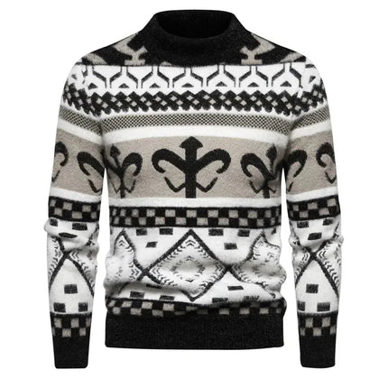 Fashion Patchwork Knitted Sweater Men Autumn Winter HEBDO