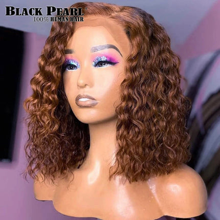 HD Lace Brown Curly Bob Wig Human Hair 13X7X2 Lace Front Wigs Pre Plucked with Baby Hair Glueless Short Curly Wavy Human Hair HEBDO STORE