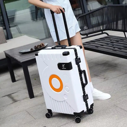 Hot!New Arrival upgrade Fashion Aluminium Frame Rolling Luggage box Women&Men 20 22 24 26 28 Inch Trolley Suitcase Travel Bag HEBDO STORE