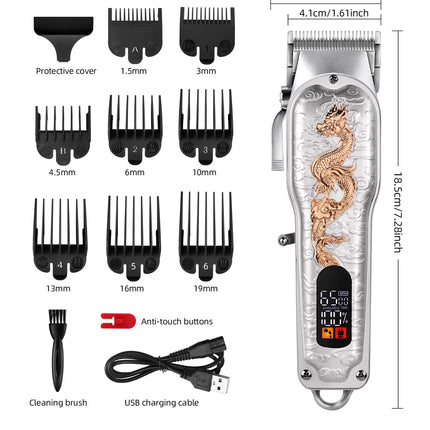 KIKIDO Professional Hair Clipper Metal Relief Dragon Hair Trimmer Electric Cordless Rechargeable Hair Cutting Machine for Men HEBDO STORE