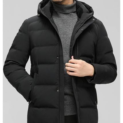 Black Winter Men's Down Jacket White Duck Down Detachable Hood Clothes Jack -20 dégré HEBDO STORE