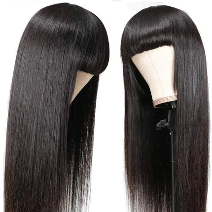 Wig With Bangs Fringe Wigs Human Hair Wig For Women Brazilian 100%Human Hair Sale Bangs Wig Full Machine Made Remy Hair Glueless HEBDO STORE