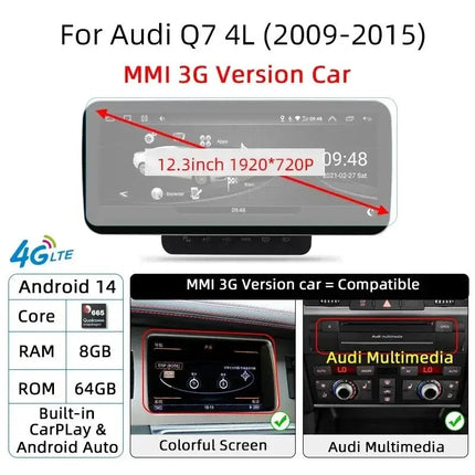 Android 14 Car Audio  Multimedia Player Carplay For Audi Q7 4L 2005-2015 GPS Navigation Stereo WIFI DSP Automotive Screen HEBDO