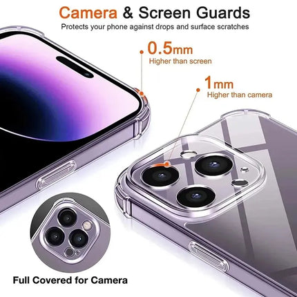 Shockproof Silicone Clear Phone Case for iPhone 13 11 14 Pro Max 12 Mini Lens Protection Back Case for IPhone 15 PRO XS MAX XR X FRANTZDOL STORE