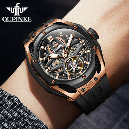 OUPINKE Men's Watches Full Skeleton 50ATM Waterproof Luminous Automatic Mechanical Watch for Man HEBDO STORE