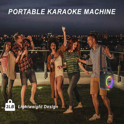 Karaoke Machine with 2 Wireless Karaoke Microphones, Portable Bluetooth Speaker Home Karaoke System with RGB Colorful Light HEBDO