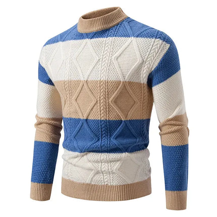 Fashion Patchwork Knitted Sweater Men Autumn Winter HEBDO