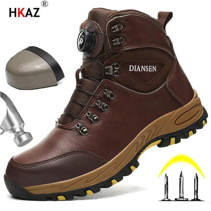 Rotating Button Safety Shoes Men Work Sneakers Indestructible Shoes Puncture-Proof Protective Shoes Work Boots Steel Toe HEBDO STORE