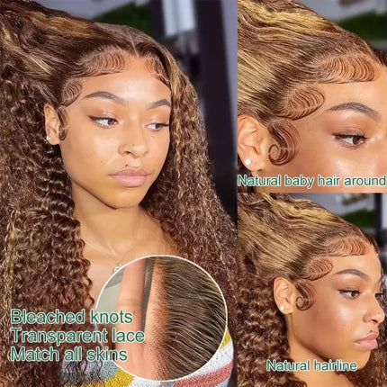 Highlight Deep Wave Frontal Wig 13x6 Hd Lace Brown Lace Front Human Hair Wigs Glueless Wig Human Hair Ready To Wear HEBDO STORE