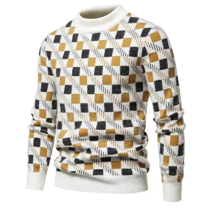 Fashion Patchwork Knitted Sweater Men Autumn Winter HEBDO