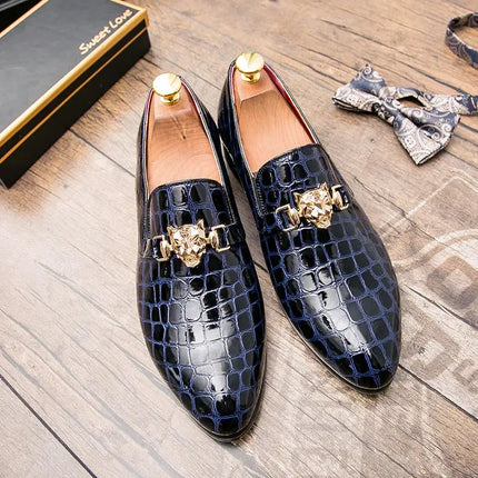 Black men's leather shoes designer loafers pointed toe brogues business men's formal wear brand shoes high quality men's shoes HEBDO STORE