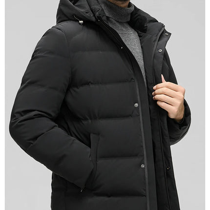 Black Winter Men's Down Jacket White Duck Down Detachable Hood Clothes Jack -20 dégré HEBDO STORE