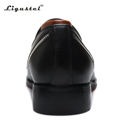 Ligustel Man Original Handmade Red Bottom Shoes Men Fashion Wedding Party Black Leather Loafers Shoes for Men with Free Shipping HEBDO STORE