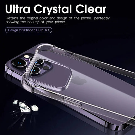 Shockproof Clear Phone Case For iPhone 15 14 13 12 11 Pro Max XR XS Max Silicone Soft TPU Back Cover For iPhone 15 14 13 11 Case Hebdo Store