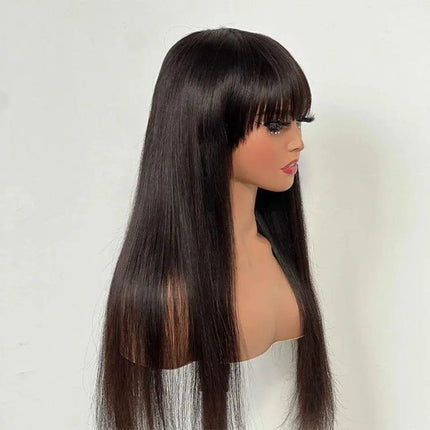 Wig With Bangs Fringe Wigs Human Hair Wig For Women Brazilian 100%Human Hair Sale Bangs Wig Full Machine Made Remy Hair Glueless HEBDO STORE