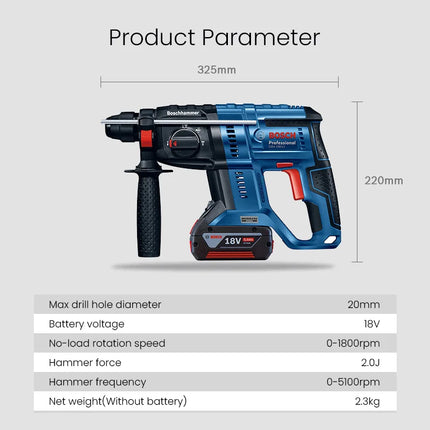 Bosch GBH 180 Rechargeable Electric Hammer Impact Drill 18V Cordless Rotary Hammer Brushless Motor Rechargeable Power Machine Hebdo Store