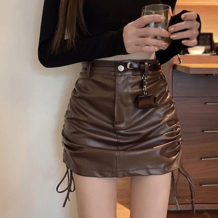 Women's Skirt PU Leather Hip Wrap HEBDO STORE