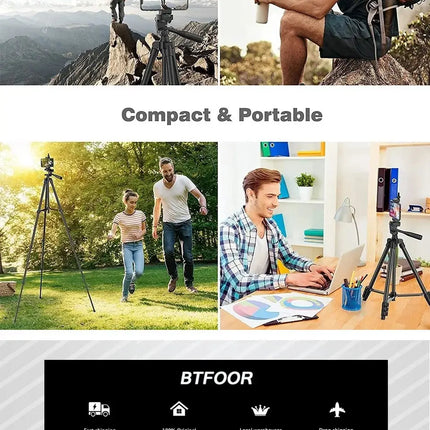 Phone Travel Self Tripod  Aluminum Tall 55” 140CM Stand With Quick Plates Mount Pan Head For Canon Nikon DSLR SLR Digital Camera HEBDO STORE