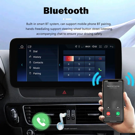 Car Stereo Android Auto Wireless Carplay 8 Core 12.3" For Audi Q5 2009-2016 RHD WIFI 4G SIM Split Screen BT GPS Navi Multimedia HEBDO