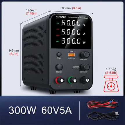 NANKADF DC Power Supply, 0-30V 0-10A with High Accuracy 4-Digit LED Display, 5V/2A USB Port, Encoder Adjustment N-GA3010H HEBDO