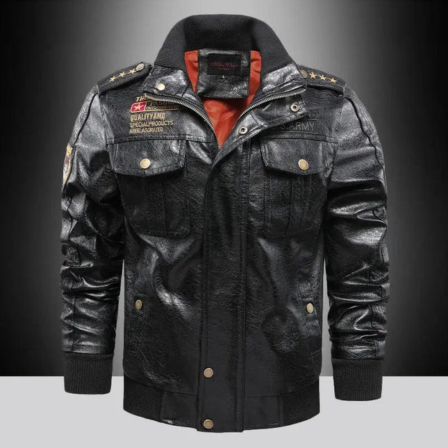 Winter Men's Jackets Motorcycle PU Streetwear Faux Leather Jacket Man Overcoats Standing Collar Casual Windbreaker Male Outwear HEBDO