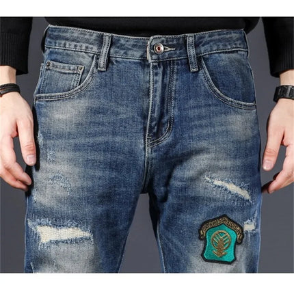 Patch Stitched Jeans Men's HEBDO STORE