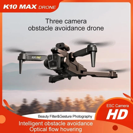 New K10 Max RC Drone HD Triple Camera Optical Flow Positioning Obstacle Avoidance Gesture Photography Foldable Quadcopter Toys HEBDO STORE