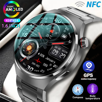 For HUAWEI GT4 Pro GPS NFC Smart Watch Men 360*360 AMOLED Screen Heart rate Bluetooth Call IP68 Waterproof Man Smartwatch 2024 HEBDO STORE