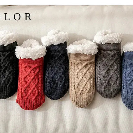 Warm Non Slip Socks Thermal Men Winter Short Cotton Thickened Family Sleep Soft Grip Plush Floor Slipper Sock Fluffy Women 2024 HEBDO