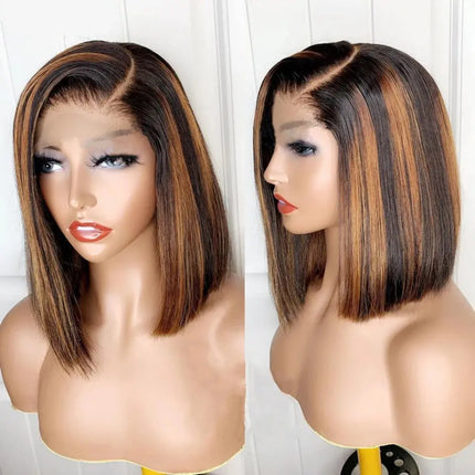 Highlight Wig Human Hair Bob Wig Straight Lace Front Wig Human Hair Brazilian Short Bob Human Hair Wigs On Sale Clearance Hebdo Store