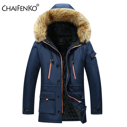 Men Plus Size Winter Parka 2022 New Windproof Hood Warm Thick Parkas Jacket Coat Men Fashion Fur Collar Classic Casual Parka Men HEBDO STORE