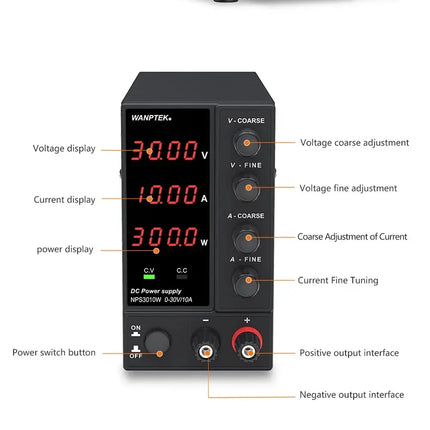 Wanptek DC Power Supply 30V 10A 5A Variable Bench Power Supply Adjustable Lab Power Supply 60V 5A 120V 3A  Voltage Regulator HEBDO