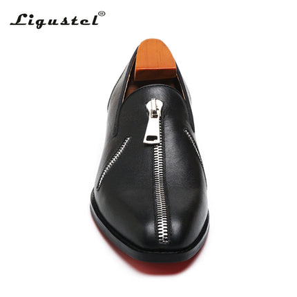 Ligustel Man Original Handmade Red Bottom Shoes Men Fashion Wedding Party Black Leather Loafers Shoes for Men with Free Shipping HEBDO STORE