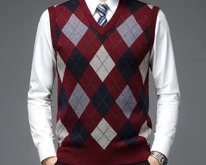 Men Sleeveless Middle-aged and Old Men's Knitted Sweater HEBDO