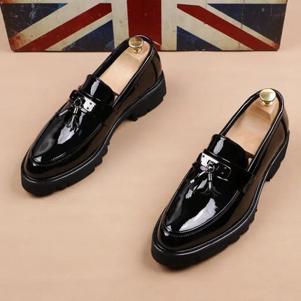 men's fashion wedding party dress patent leather shoes slip-on lazy shoe black trend platform loafers gentleman sneakers zapatos - Premium  from FRANTZDOL STORE  - Just $120! Shop now at FRANTZDOL STORE 