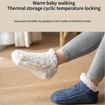 Warm Non Slip Socks Thermal Men Winter Short Cotton Thickened Family Sleep Soft Grip Plush Floor Slipper Sock Fluffy Women 2024 HEBDO