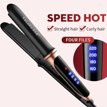 4 Gears Adjustable Temperature 2in1 Professional Flat Iron Hair Straightener Fast Warm-up Styling Tool For Wet or Dry Hair HEBDO STORE