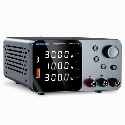 30V 10A Lab Adjustable DC Power Supply with 4-Digit LED Display; USB-A/Type-C 5V/3.6A Fast Charge with Encoder Adjustment HEBDO STORE