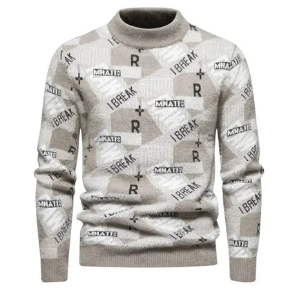 Fashion Patchwork Knitted Sweater Men Autumn Winter HEBDO