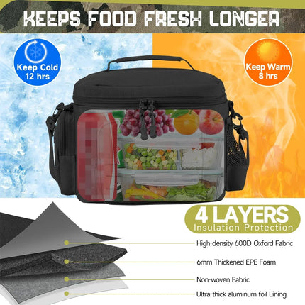 Tactical Thermal Cooler Bag Outdoor Heavy Duty Lunch Box Work Leakproof Insulated Durable Lunch Bag for Men Meal Camping Picnic HEBDO STORE