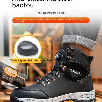 Rotating Button Safety Shoes Men Work Sneakers Indestructible Shoes Puncture-Proof Protective Shoes Work Boots Steel Toe HEBDO STORE